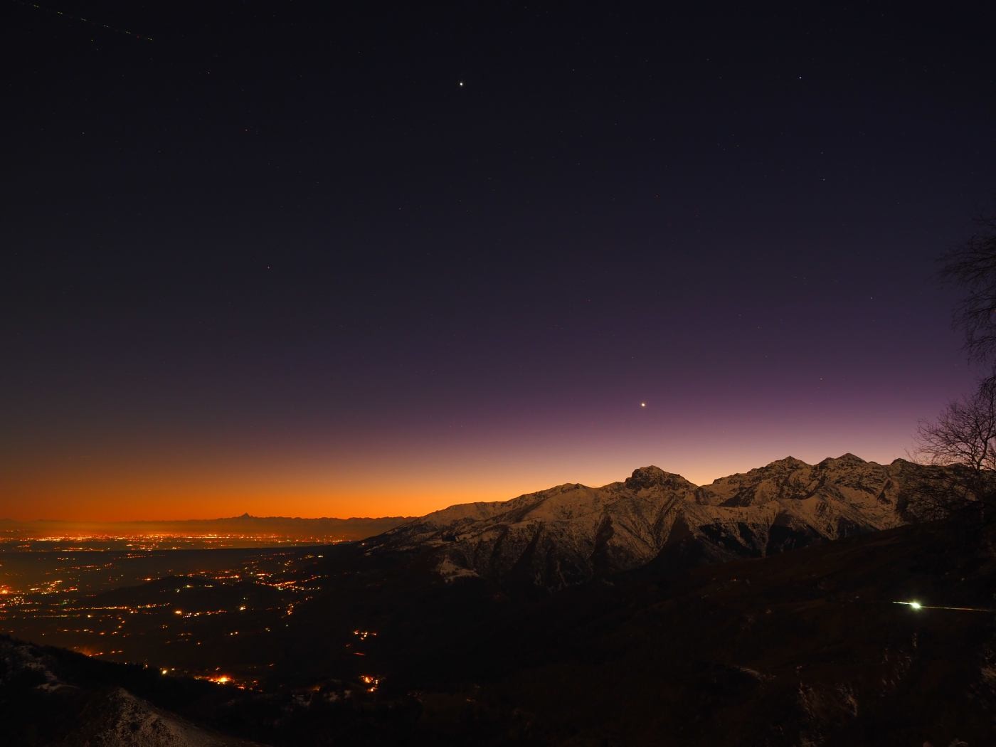 Il cielo di marzo tra stelle e con le ciaspole o gli sci